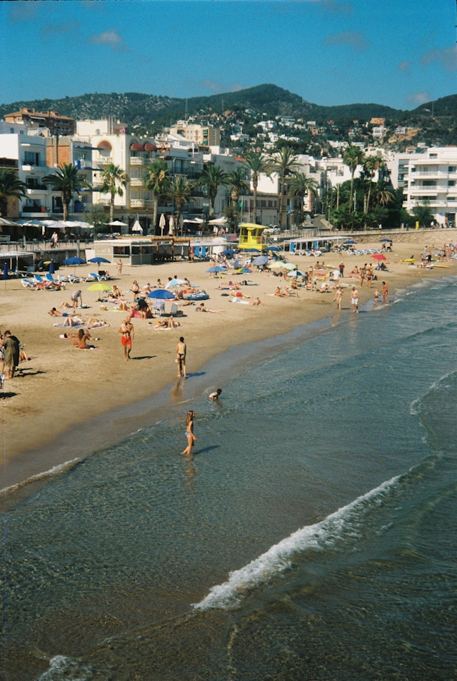 A calm beach scene representing summer relaxation and mental health support for children