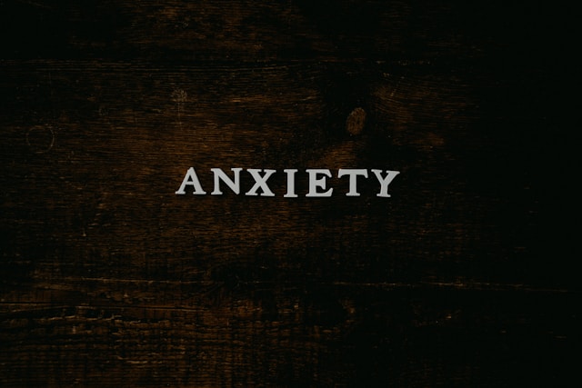 Sign displaying the word anxiety, representing the connection between adult ADHD and anxiety symptoms